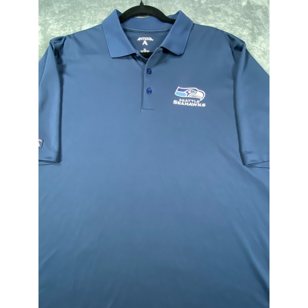 Seattle Seahawks Shirt Mens XL Blue NFL Football Antigua Performance Polo Sport